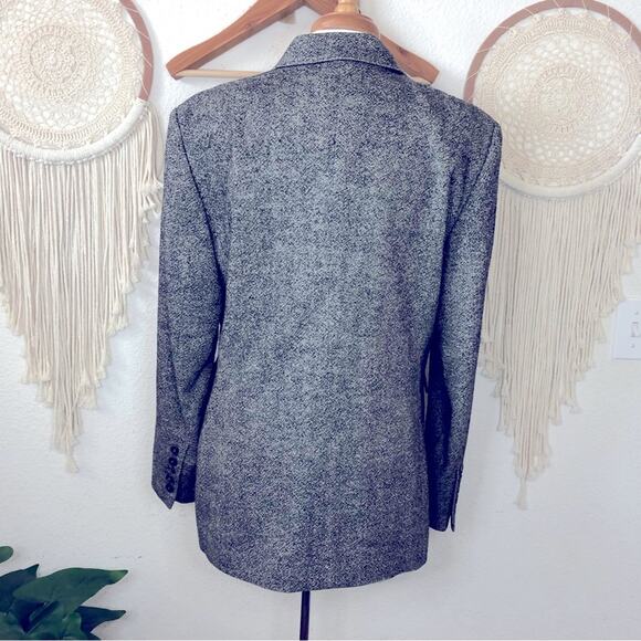 Bogner gray & black double breasted blazer jacket wool silk blend - Picture 3 of 5